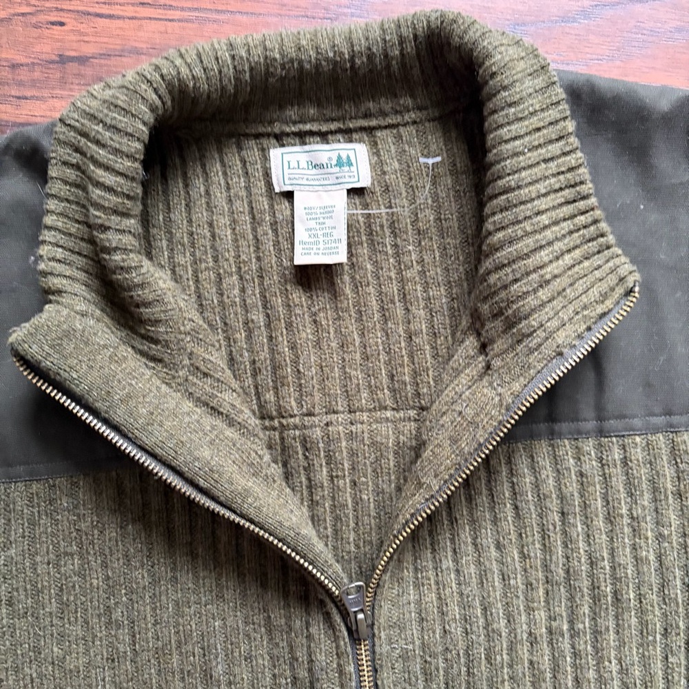 LL Bean Merino Lambswool Commando Men’s Ribbed Full Zip Sweater - Picture 11 of 12